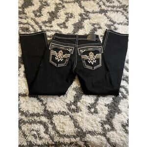 Montero Jeans Mens 36x32 Black Dark Wash Cotton Stretch Straight Fit Y2K Denim